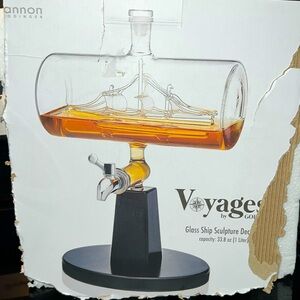 Shannon Godinger amazing Voyages crystal glass ship 33.8 oz pedestal decanter